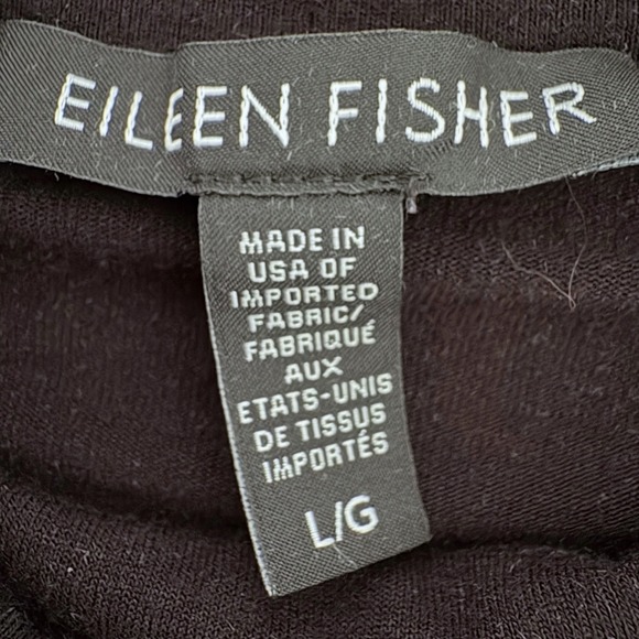Eileen Fisher L Black Long Sleeve Turtleneck Top Quiet Luxury Sleek Chic Stretch - Picture 3 of 10